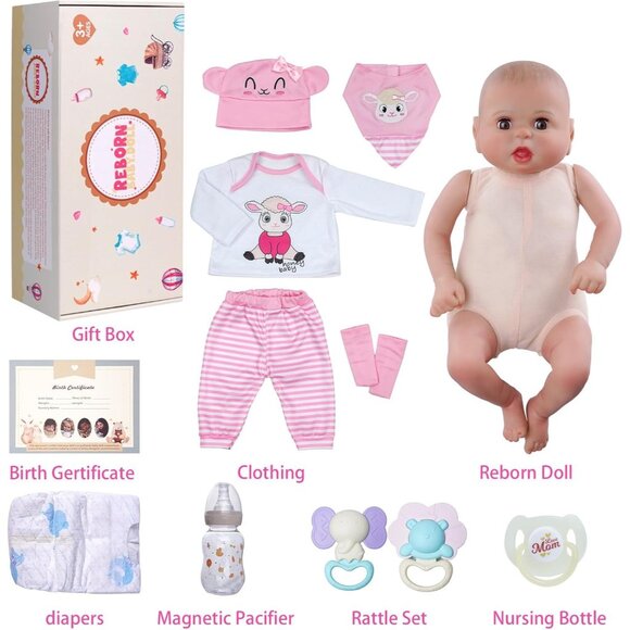 🆕17inch Soft Cloth Body Newborn Baby Poseable Limbs Snowy Baby Doll Girl - Picture 7 of 7